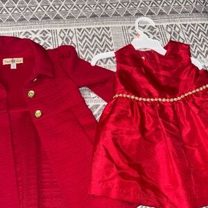 Ralph Lauren Red Baby Dress with Gold Accents